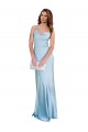 Cheap Open Back with Ties Cowl Neck Sheath Formal Silky Satin Long Bridessmaid Dress UK