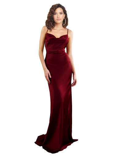 Cheap Cowl Neck Long Criss Cross Open Back Formal Silky Satin Bridesmaid Dress / Prom Dress UK
