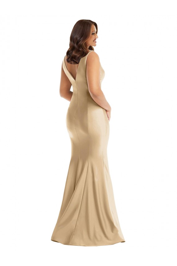 Cheap Shirred Shoulder Formal Silky Satin Mermaid Bridesmaid Dress / Prom Dress UK