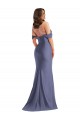 Cheap Off the Shoulder Corset Formal Silky Satin Mermaid Bridesmaid Dress / Prom Dress with Side Slit UK