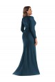 Cheap Long Sleeves Draped Wrap Formal Silky Satin Mermaid Bridesmaid Dress / Prom Dress with Front Slit UK
