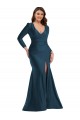 Cheap Long Sleeves Draped Wrap Formal Silky Satin Mermaid Bridesmaid Dress / Prom Dress with Front Slit UK