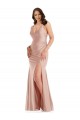 Cheap Deep V-Neck Formal Silky Satin Mermaid Bridesmaid Dress / Prom Dress with Side Slit UK