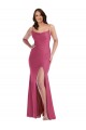 Cheap Cowl-Neck Open Tie-Back Formal Silky Satin Mermaid Bridesmaid Dress / Prom Dress with Frong Slit UK