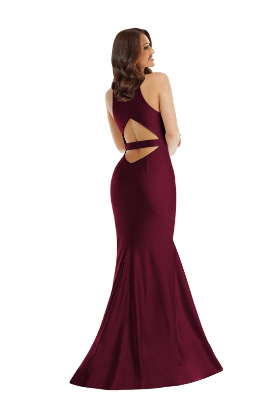 Cheap Plunge Neckline Cutout Low Back Formal Silky Satin Mermaid Bridesmaid Dress / Prom Dress UK