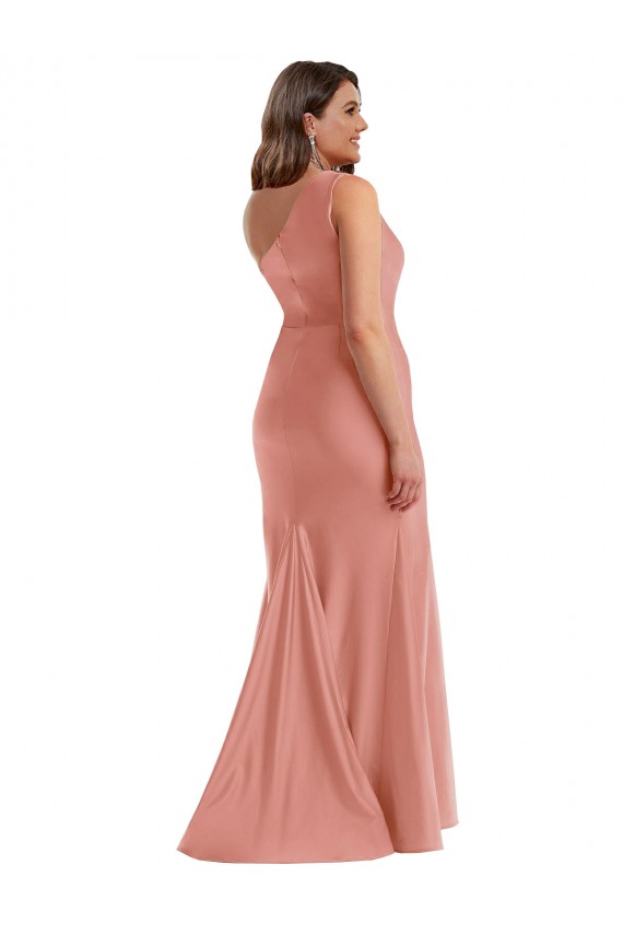 Cheap Cascade Ruffle One Shoulder Bustier Formal Silky Satin Mermaid Bridesmaid Dress / Prom Dress UK
