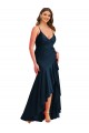 Cheap Pleated Wrap Ruffled High Low Formal Silky Satin Bridesmaid Dress / Prom Dress UK