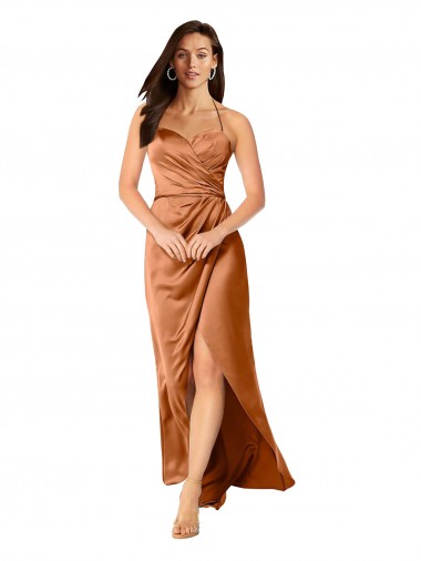 Cheap Faux-Wrap Skirt Formal Silky Satin Bridesmaid Dress / Prom Dress UK