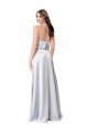 Cheap Halter Neck Formal Silky Satin Bridesmaid Dress with Strappy Back UK