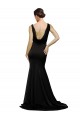 Cheap V-Neck Full Length Formal Silky Satin Bridesmaid Dress / Prom Dress with Soft Cowl Neck and Sweep Train UK