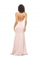 Cheap Full Length Ruched Formal Silky Satin Bridesmaid Dress / Prom Dress with Low Back and High Split UK