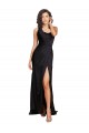 Cheap Full Length One Shoulder Ruffled Long Formal Silky Satin Bridesmaid Dress / Prom Dress with High Slit UK