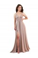 Cheap Long A-Line Plunge V-Neckline Formal Spandex Bridesmaid Dress / Prom Dress with Slit UK