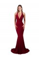 Cheap Halter Mermaid Plunge V-Neckline Open Back Bow Tie Formal Spandex Bridesmaid Dress / Prom Dress UK