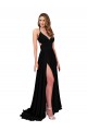 Cheap High Slit Open Back Long Formal Spandex Bridesmaid Dress / Prom Dress with Lined Crossover Bust UK