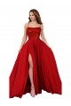 Cheap Lace Over Bodice Long Spandex Bridesmaid Dress / Prom Dress with Slit UK