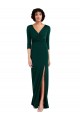 Cheap Floor Length 3/4 Sleeves V-Back Draped Wrap Formal Maxi Spandex Bridesmaid Dress / Prom Dress UK