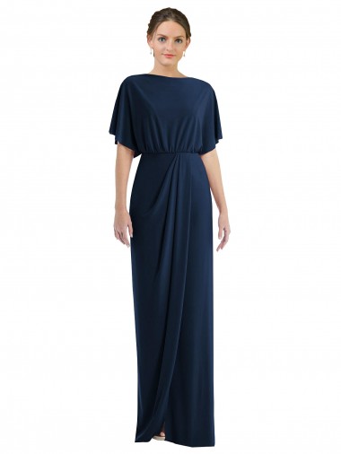 Cheap Open Back Short Sleeves Draped Tulip Skirt Maxi Spandex Bridesmaid Dress / Prom Dress UK