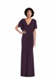 Cheap Faux Wrap Split Sleeves Formal Maxi Spandex Bridesmaid Dress / Prom Dress with Cascade Skirt UK