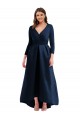 Cheap Long Sleeves Wrapped Formal Spandex Bridesmaid Dress / Prom Dress with High Low Full Skirt and Pockets UK