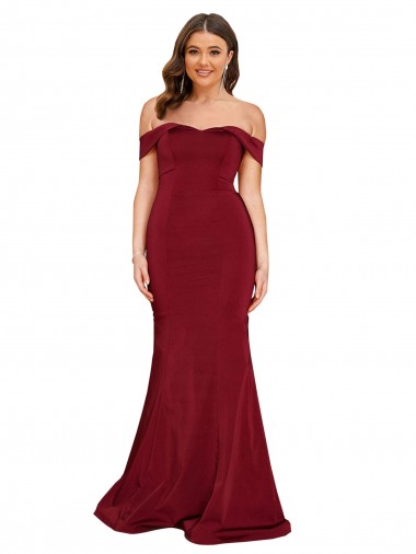 Cheap Off Shoulder Sleeves Sweetheart Neckline Long Formal Spandex Bridesmaid Dress / Prom Dress UK