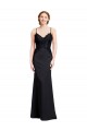 Cheap Long Chiffon Bridesmaid Dress / Prom Dress with Lace Bodice and Curved V-Neckline UK