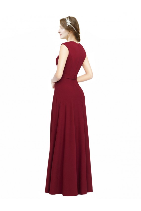 Cheap Square Neck Subtle Cap Sleeeves Crepe Bridesmaid Dress / Prom Dress UK