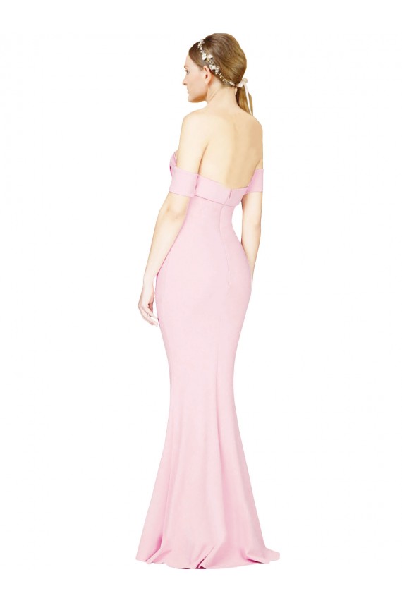 Cheap Full Length Off the Shoulder Bridesmaid Dress / Prom Dress with Twist Front UK