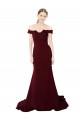 Cheap Full Length Off the Shoulder Formal Crepe Bridesmaid Dress / Prom Dress with Lace On Bodice and Back UK