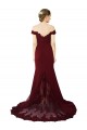 Cheap Full Length Off the Shoulder Formal Crepe Bridesmaid Dress / Prom Dress with Lace On Bodice and Back UK