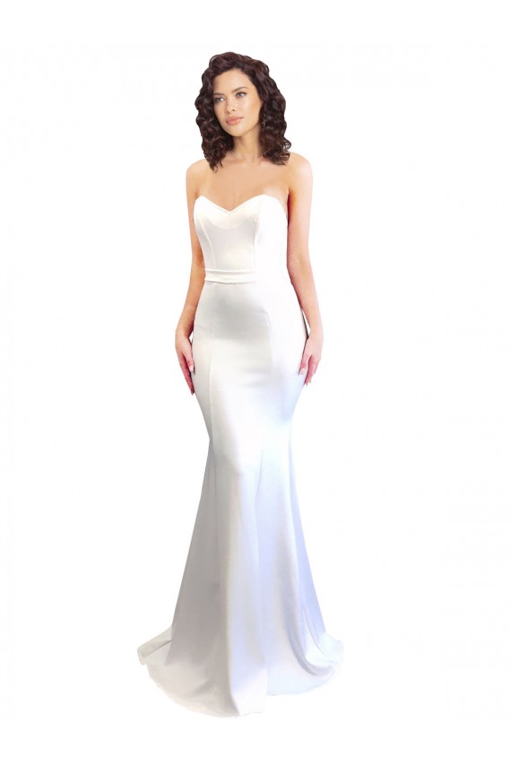 Cheap Sweetheart Strapless High Neck Long Formal Crepe Bridesmaid Dress / Prom Dress UK