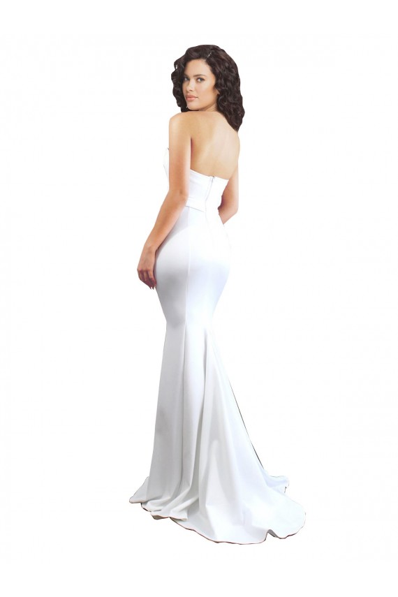 Cheap Sweetheart Strapless High Neck Long Formal Crepe Bridesmaid Dress / Prom Dress UK