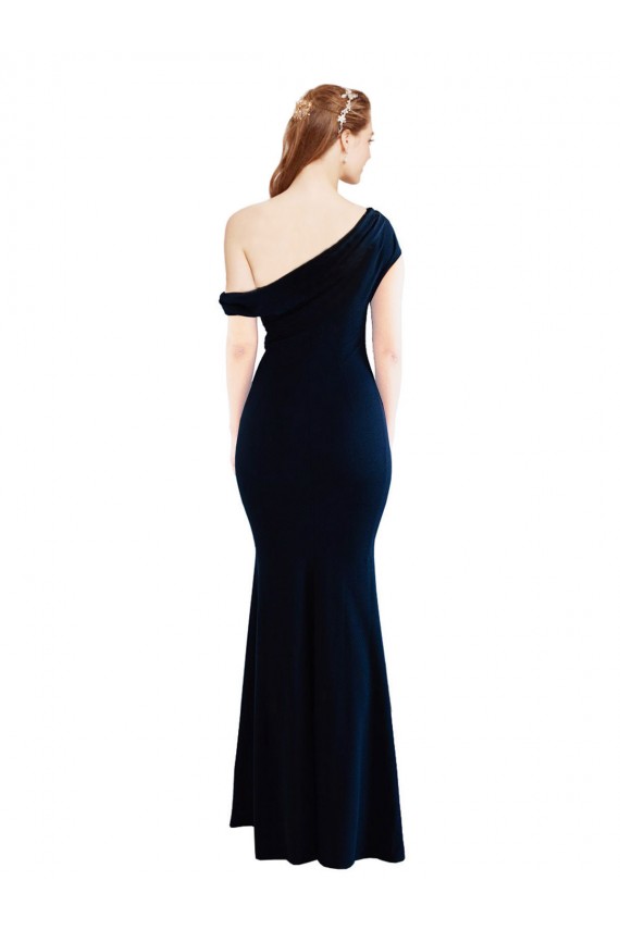 Cheap Draped Off the Shoulder Fitted Formal Crepe Bridesmaid Dress / Prom Dress UK