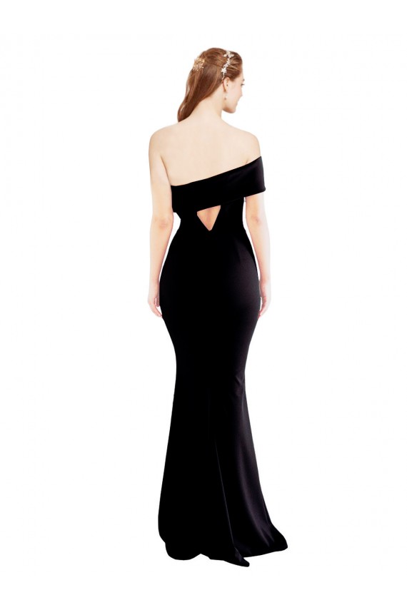 Cheap Asymmetrical Draped Off the Shoulder Banded Formal Crepe Bridesmaid Dress / Prom Dress UK