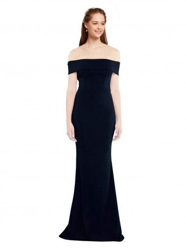 Cheap Off the Shoulder Fitted Formal Crepe Bridesmaid Dress / Prom Dress with Back Cut Out UK