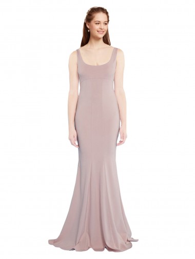 Cheap Sleeveless Scoop Neck Fully Lined Formal Crepe Bridesmaid Dress / Prom Dress UK