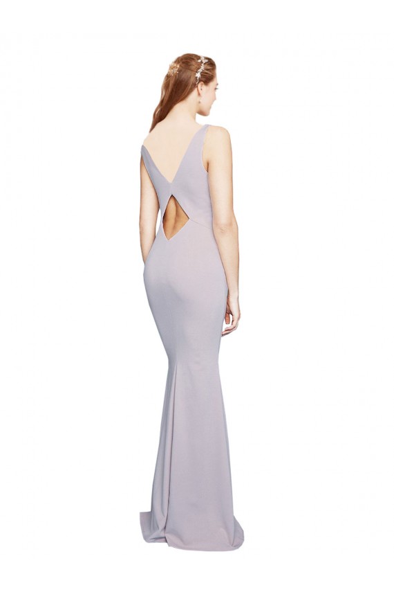 Cheap Cut-Out Back V-Neckline Mermaid Formal Crepe Bridesmaid Dress / Prom Dress Keyhole Back UK