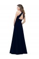 Cheap High Neck Crepe Bridesmaid Dress / Prom Dress with Pleats and Keyhole Back UK
