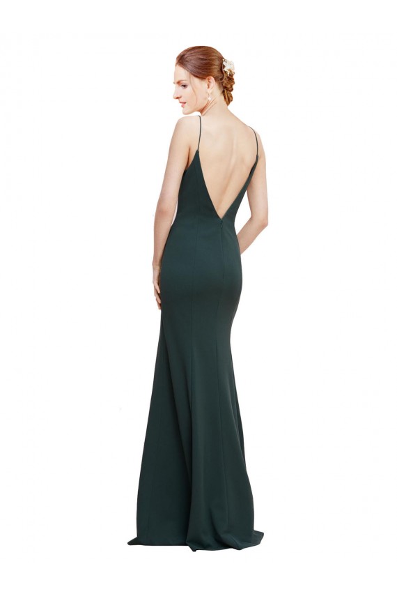 Cheap Deep V-Neck and Back Long Formal Crepe Bridesmaid Dress / Prom Dress UK