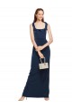 Cheap Scoop Neck with Ruffles Long Formal Crepe Bridesmaid Dress / Prom Dress with Back Slit UK