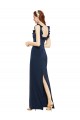 Cheap Scoop Neck with Ruffles Long Formal Crepe Bridesmaid Dress / Prom Dress with Back Slit UK
