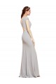 Cheap Fit and Flare Long Formal Crepe Bridesmaid Dress / Prom Dress with Tie Open Back UK