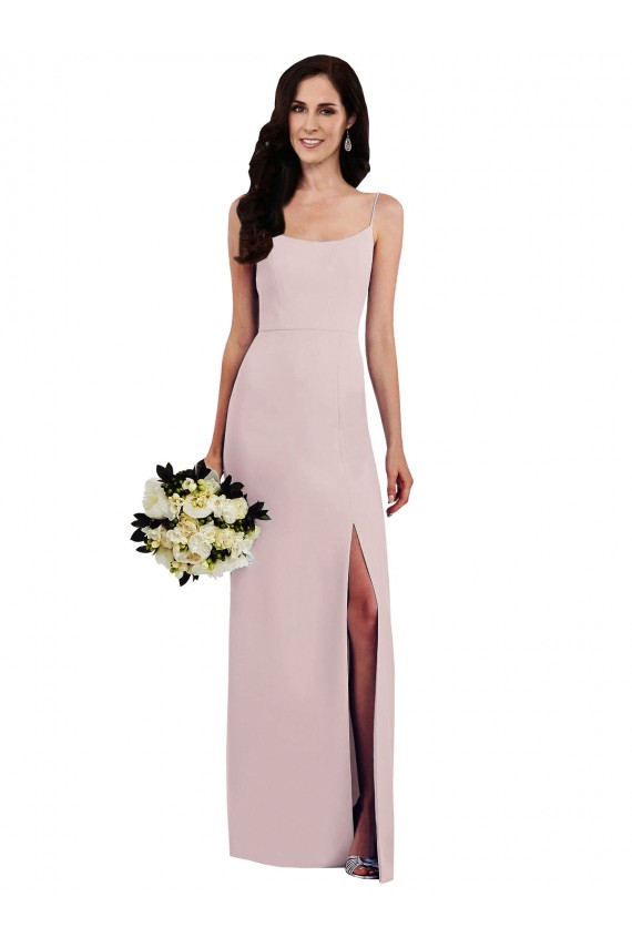 Cheap Spaghetti Strap V Back Formal Crepe Bridesmaid Dress / Prom Dress with Front Slit UK