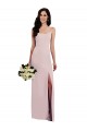 Cheap Spaghetti Strap V Back Formal Crepe Bridesmaid Dress / Prom Dress with Front Slit UK