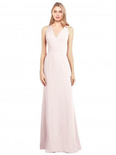 Cheap V-Neck Keyhole Back Crepe Trumpet Bridesmaid Dress / Prom Dress UK