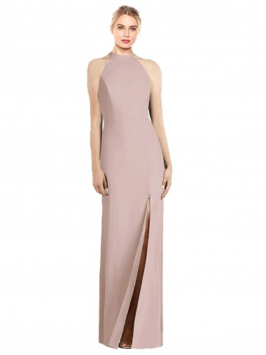 Cheap High Neck Cutout Halter Trumpet Bridesmaid Dress UK