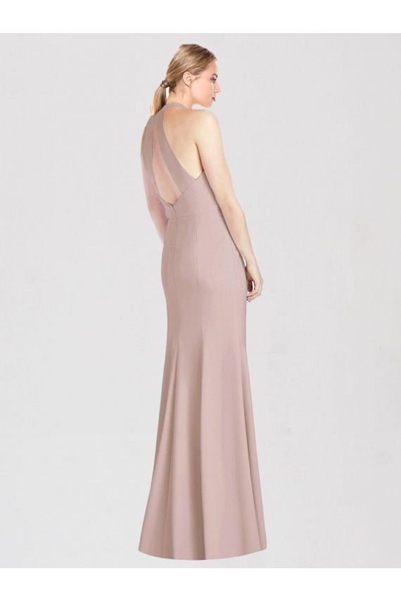 Cheap High Neck Cutout Halter Trumpet Bridesmaid Dress UK
