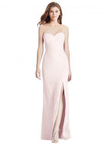 Cheap Strapless Crepe Trumpet Bridesmaid Dress / Prom Dress with Front Slit UK