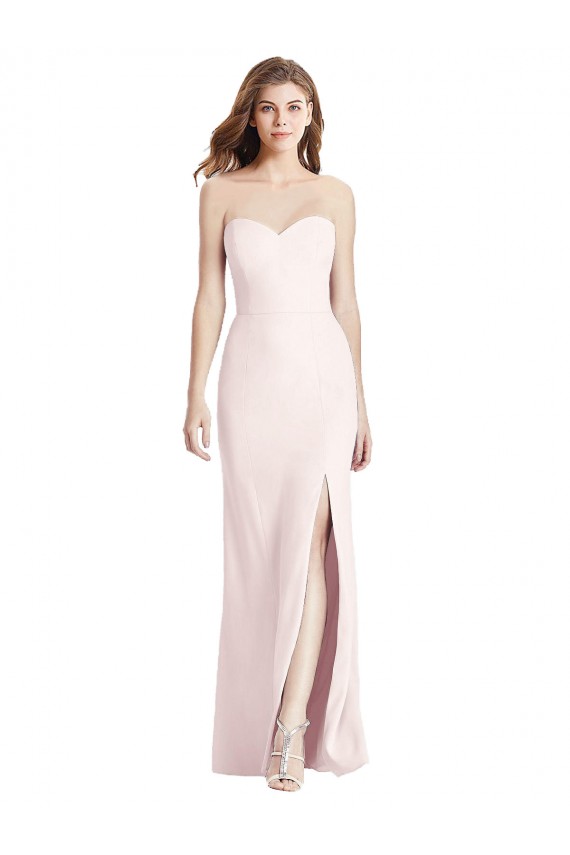 Cheap Strapless Crepe Trumpet Bridesmaid Dress / Prom Dress with Front Slit UK