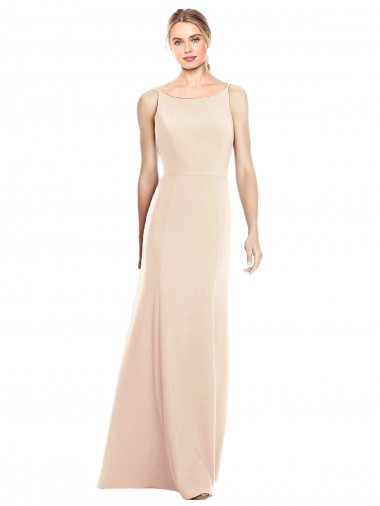 Cheap V-Spaghetti Strap Open Back Bateau Neck Trumpet Bridesmaid Dress / Prom Dress UK